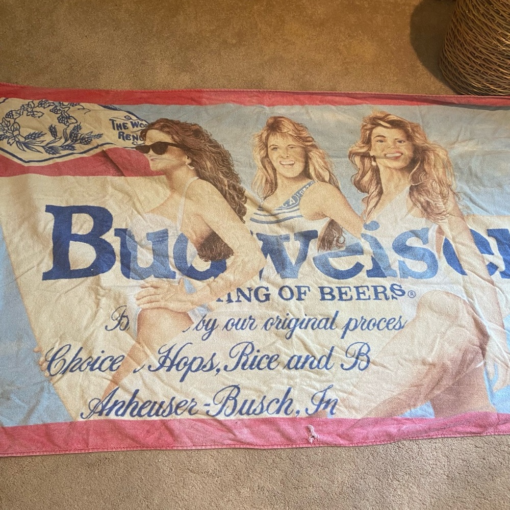 Vintage 90s Budweiser Babes Beach Towel Original Anheuser Bush Girls